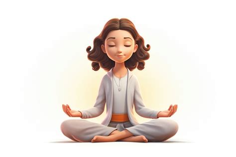 Meditation cartoon yoga white background. | Premium Photo Illustration ...