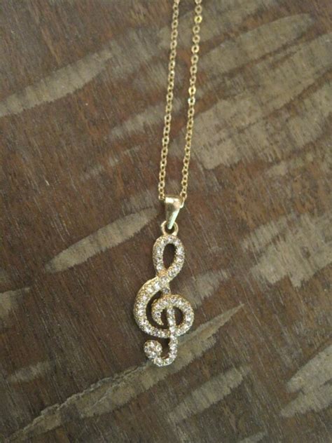 Gold Music Note Necklace Rhinestone Music Note Necklace | Etsy