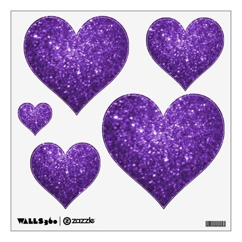 Purple Glittery Look Heart Wall Decals Zazzle In 2024 Purple