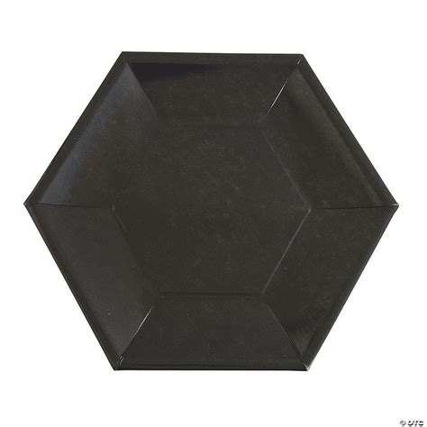 Metallic Black Hexagon Paper Dinner Plates 24 Ct