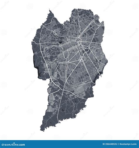 Curitiba Map. Detailed Map Of Curitiba City Poster With Streets. Cityscape Vector ...