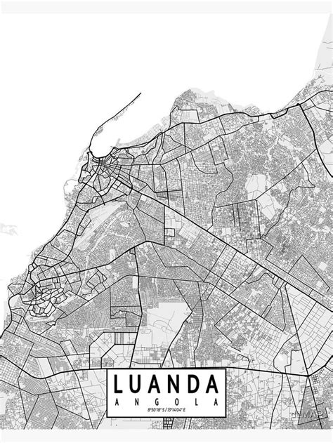 Luanda City Map Of Angola Light Poster For Sale By Demap City Map