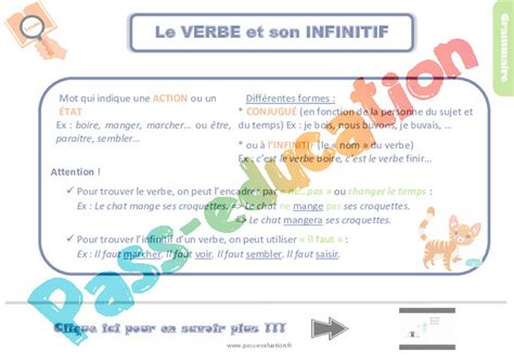 Evaluation Et Bilan Sur Le Verbe Et Son Infinitif Eme Primaire Pdf