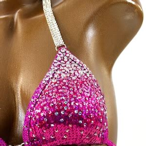 Npc Ifbb Competition Bikini Fuchsia Sequin Ombre Bikini Suit Etsy