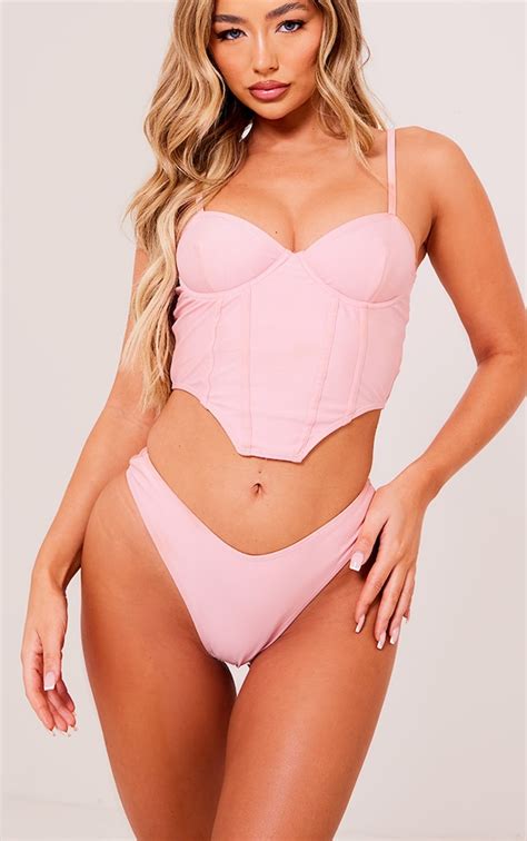 Pink High Leg Bikini Bottoms Swimwear Prettylittlething Aus