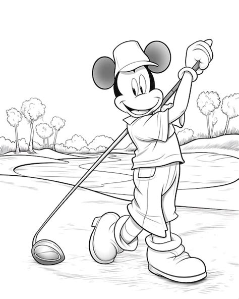 Premium Photo Micky Mouse Playing Coloring Page For Adults