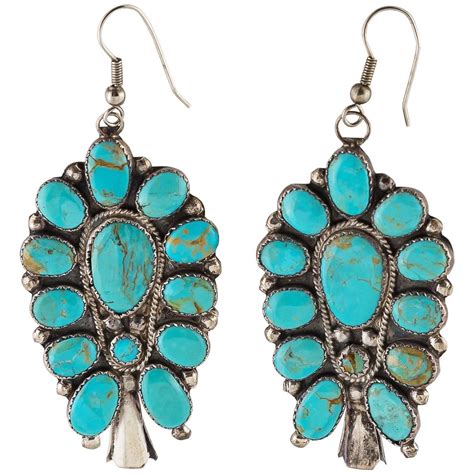 Turquoise Sterling Silver Native American Earrings Silver Turquoise