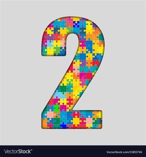 Color puzzle number - 2 two gigsaw piece Vector Image