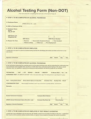 Amazon Non Dot Breath Alcohol Testing Form Packs Of Made In