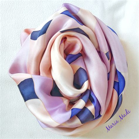 Lilac Flower Silk Scarf Hand Painted Summer Wrap Violet Color Etsy