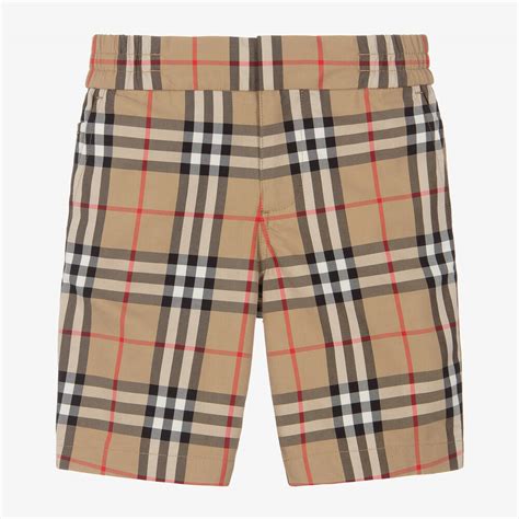 Burberry Boys Beige Check Cotton Shorts Childrensalon