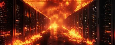 premium photo burning process data center  fire