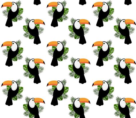 Vector seamless pattern with toucan. Texture design 14200300 Vector Art ...