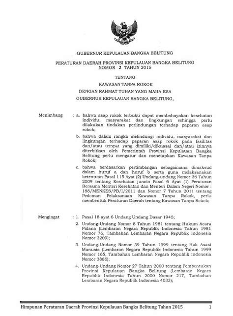 Pdf Himpunan Peraturan Daerah Provinsi Kepulauan Bangka