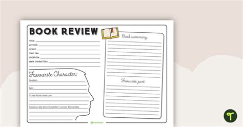 Book Review Worksheet Teaching Resource Teach Starter