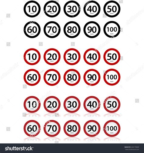 Vektor Stok Traffic Signs Showing Different Speed Limits Tanpa Royalti