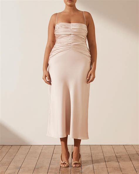 Shona Joy Luxe Ruched Bodice Midi Dress Airrobe