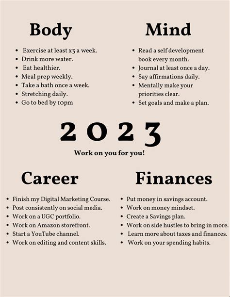 2023 Goals For Working On Myself Work Goals Self Improvement Tips