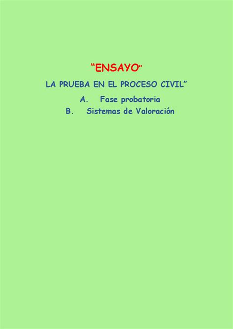 Ensayo De La Prueba Civil ENSAYO LA PRUEBA EN EL PROCESO CIVIL A