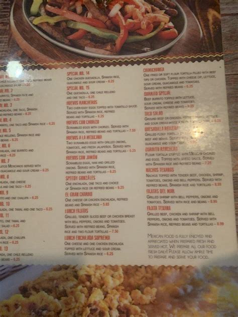 Menu At El Gran Charro Restaurant Stafford Richmond Hwy