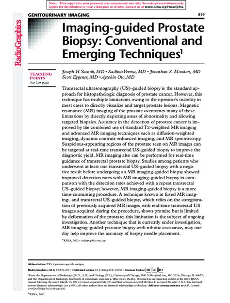 Pdf Imaging Guided Prostate Biopsy Conventional And Emerging Techniques Sadhna Verma