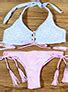 Wmns Bikini Lace Up Bra Front Deep Scoop Neckline Tied Panty