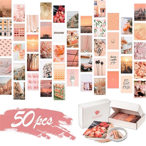 Buy Koskimer Peach Pink Wall Collage Kit Aesthetic Pictures 50 Set 4x6