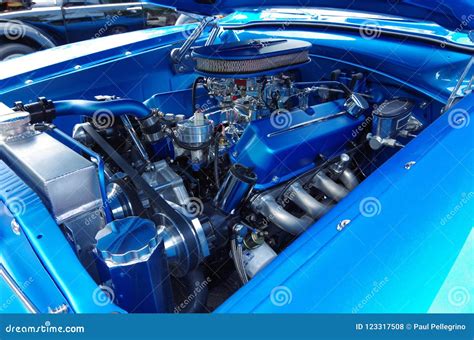 American Classic Car Hot Rod Engine Stock Photo - Image of show ...