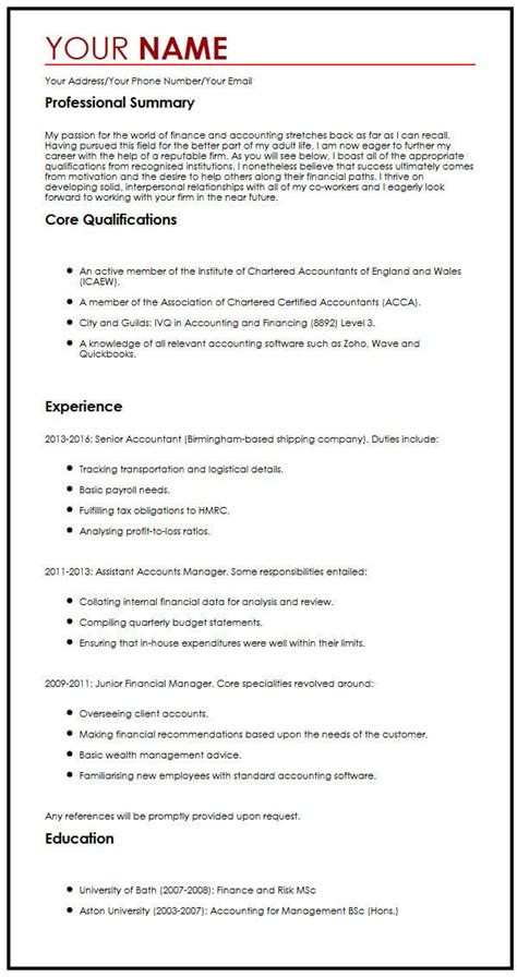 Cv Template Personal Statement