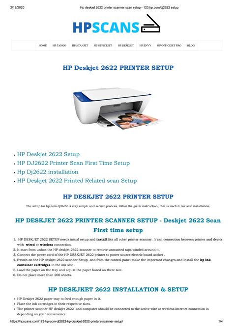 Hp deskjet 2622 printer scanner scan setup - 123.hp.com/dj2622 setup by hpscans setup - Issuu