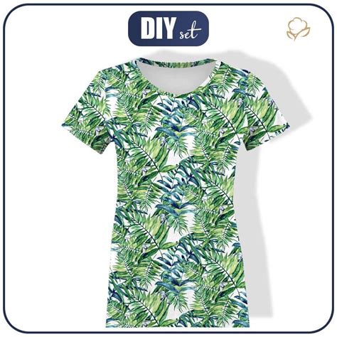 T SHIRT DAMSKI MINI LIŚCIE I OWADY WZ 6 TROPIKALNA NATURA biały