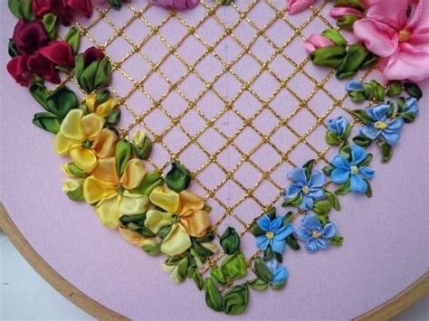 Floral Heart Ribbon Embroidery Etsy