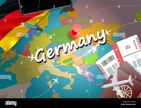 Germany travel concept map background with planes, tickets. Visit ...