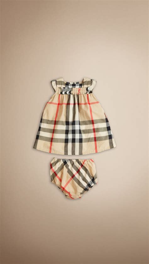 Burberry Dress With A Pleated Bodice Baby Burberry Childrenswear