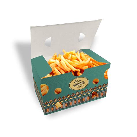 Embalagem Caixa De Batata Frita Personalizada Delivery G Trama