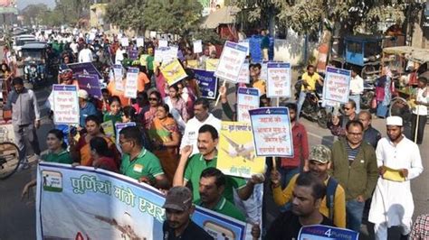 People take out march in Purnia amid demand for civil airport in Bihar ...