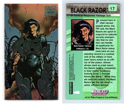 Black Razor 17 Wildc A T S 1994 Wildstorm Chrome Trading Card