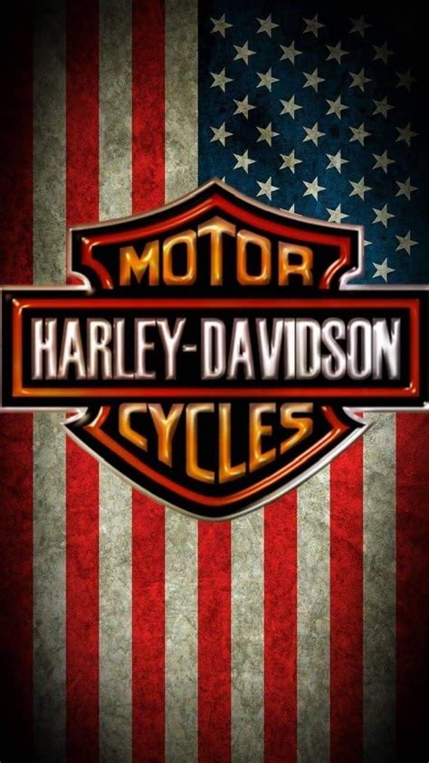 Harley Davidson Logo on American Flag Wall Art