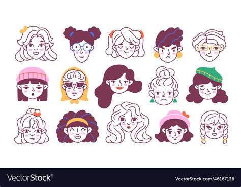 Set of different doodle faces Royalty Free Vector Image