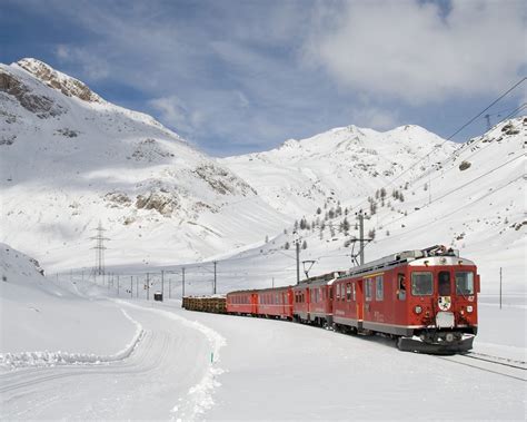 The Bernina Express In The Snow HD Wallpaper