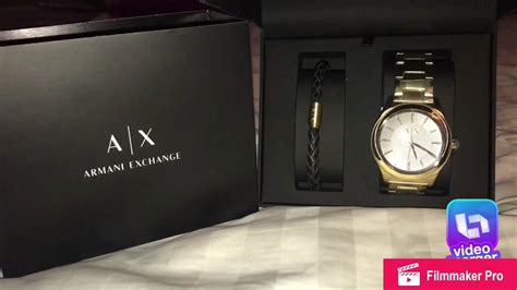 Ax Armani Exchange Mens Nico Diamond Accent Gold Tone Bracelet And