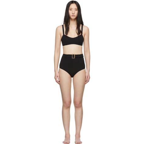 Lisa Marie Fernandez Black Genevieve Belted High Waist Bikini Lisa