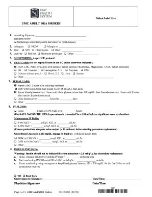 Fillable Online Umc Adult Dka Orders Umc Health System Fax Email