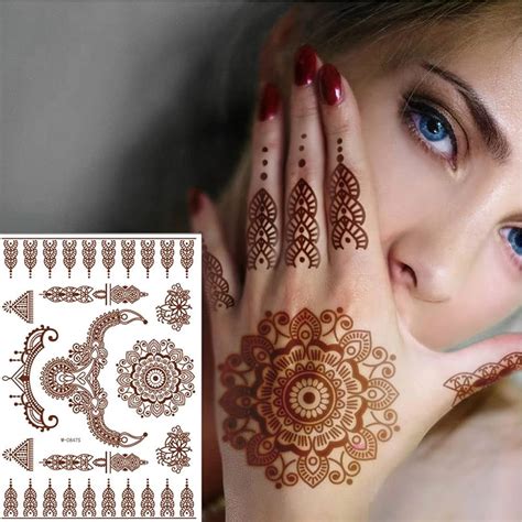 Voorkoms Mandala Mehndi Design With Flower Henna Temporary Waterproof