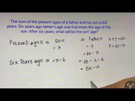 Age Word Problems Easy Explanation Father And Son Problems Youtube