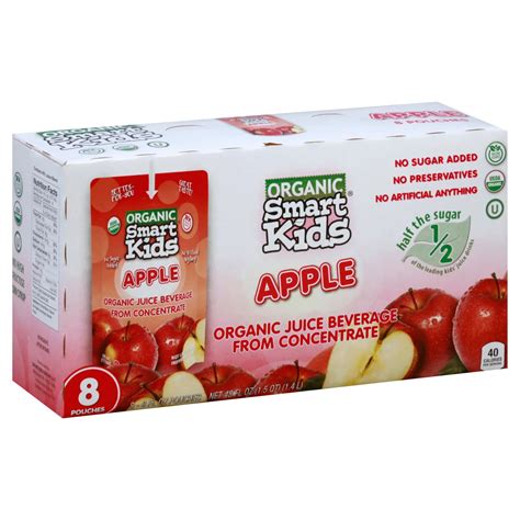 Smart Kids Organic Apple Juice Beverage 6 oz Pouches - Shop Juice at H-E-B