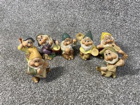 Vintage Walt Disney Snow White Seven Dwarfs Figurine Set By Schmid