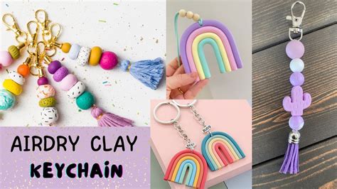 DIY Keychain Airdry Clay Keychain Clay Craft Ideas YouTube