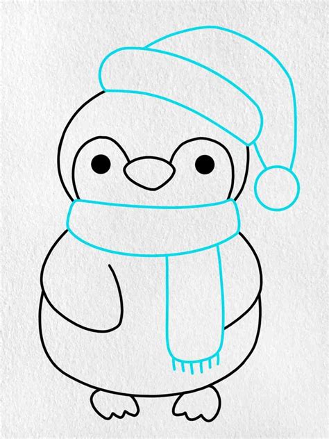 How To Draw A Christmas Penguin Helloartsy Penguin Drawing