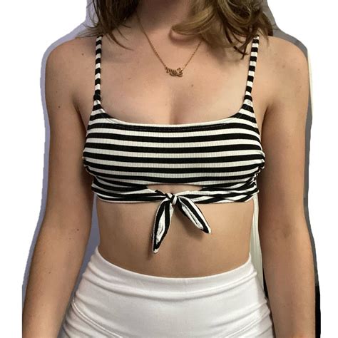 Xhilaration Women S Black And White Bikini And Tankini Tops Depop